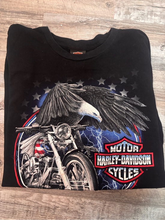 Harley-Davidson Other - Harley-Davidson Black Tee with Eagle, Motorcycle and Patriotic Accents